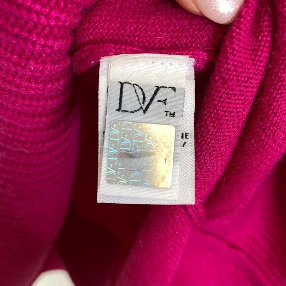 Diane Von Furstenberg Bozeman Bright Pink Wool Cashmere Sweater - Picture 4 of 6